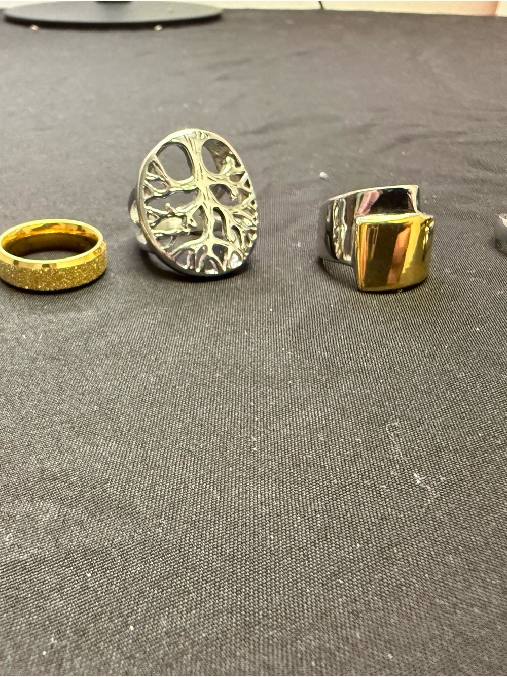 Women’s Steel/Copper Metal Statement Ring Set in Gold and Silver Size 6